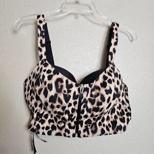Victorias Secret Knockout Front Close Sport Bra Leopard Print 36D Zip Front